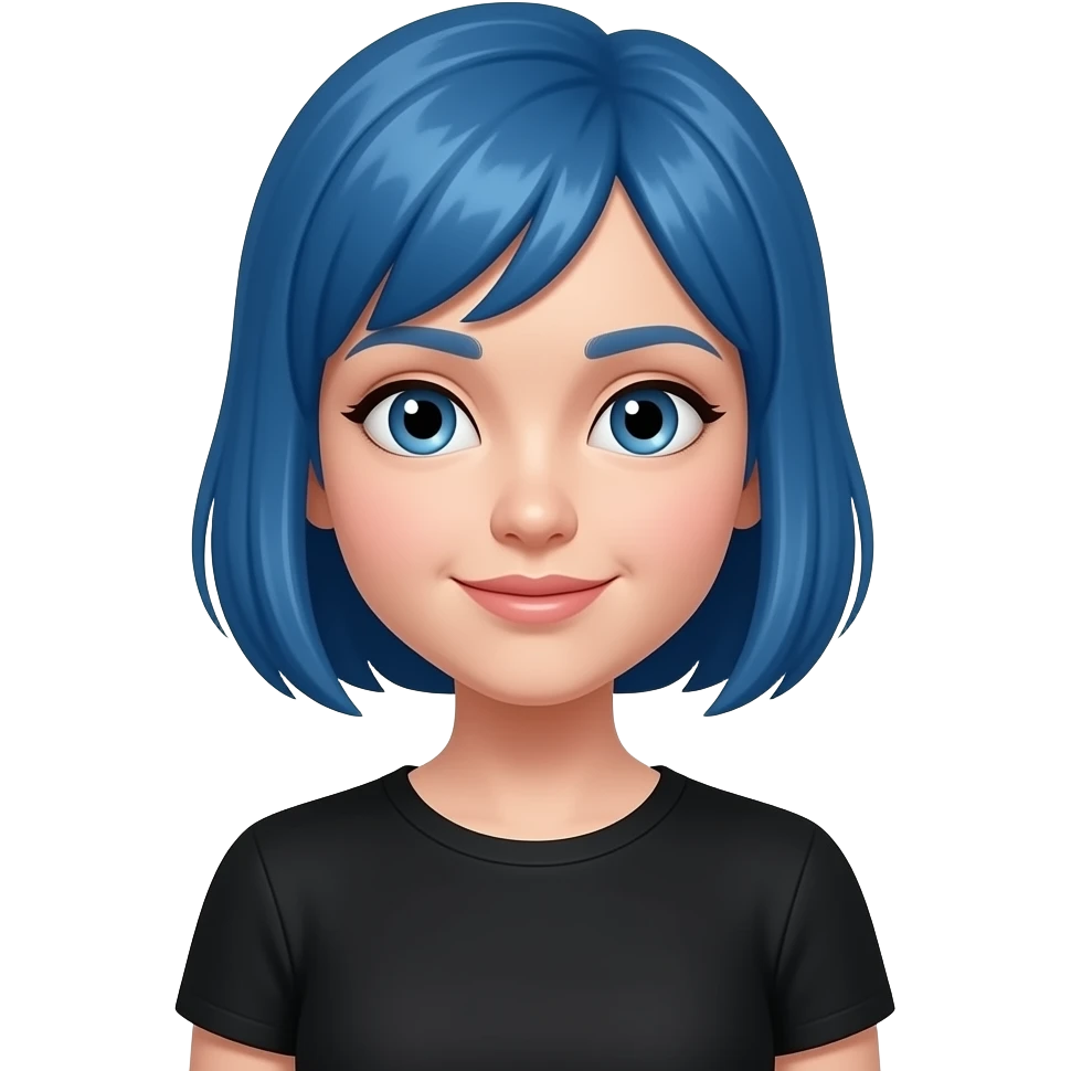 young lady with blue short hairs and wear a black shirt emoji