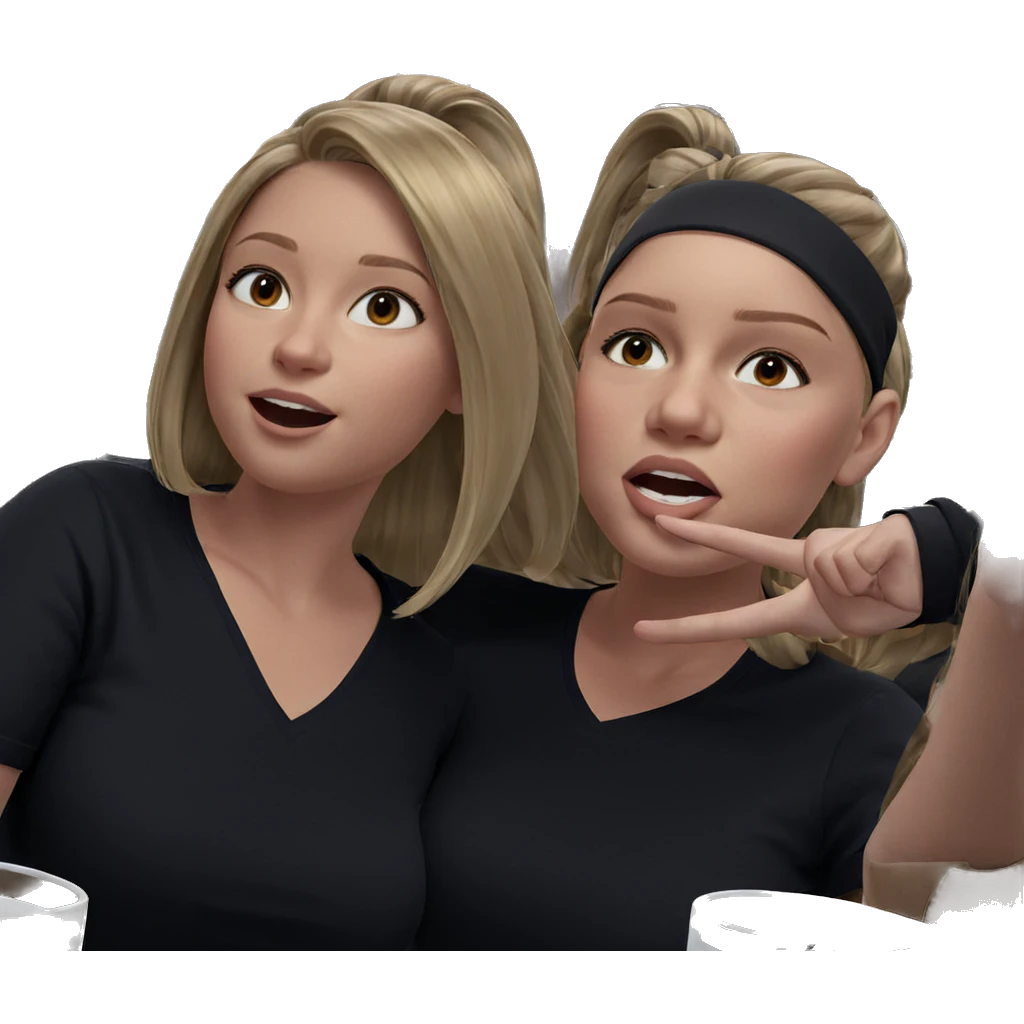 blonde and brown haired girls emoji