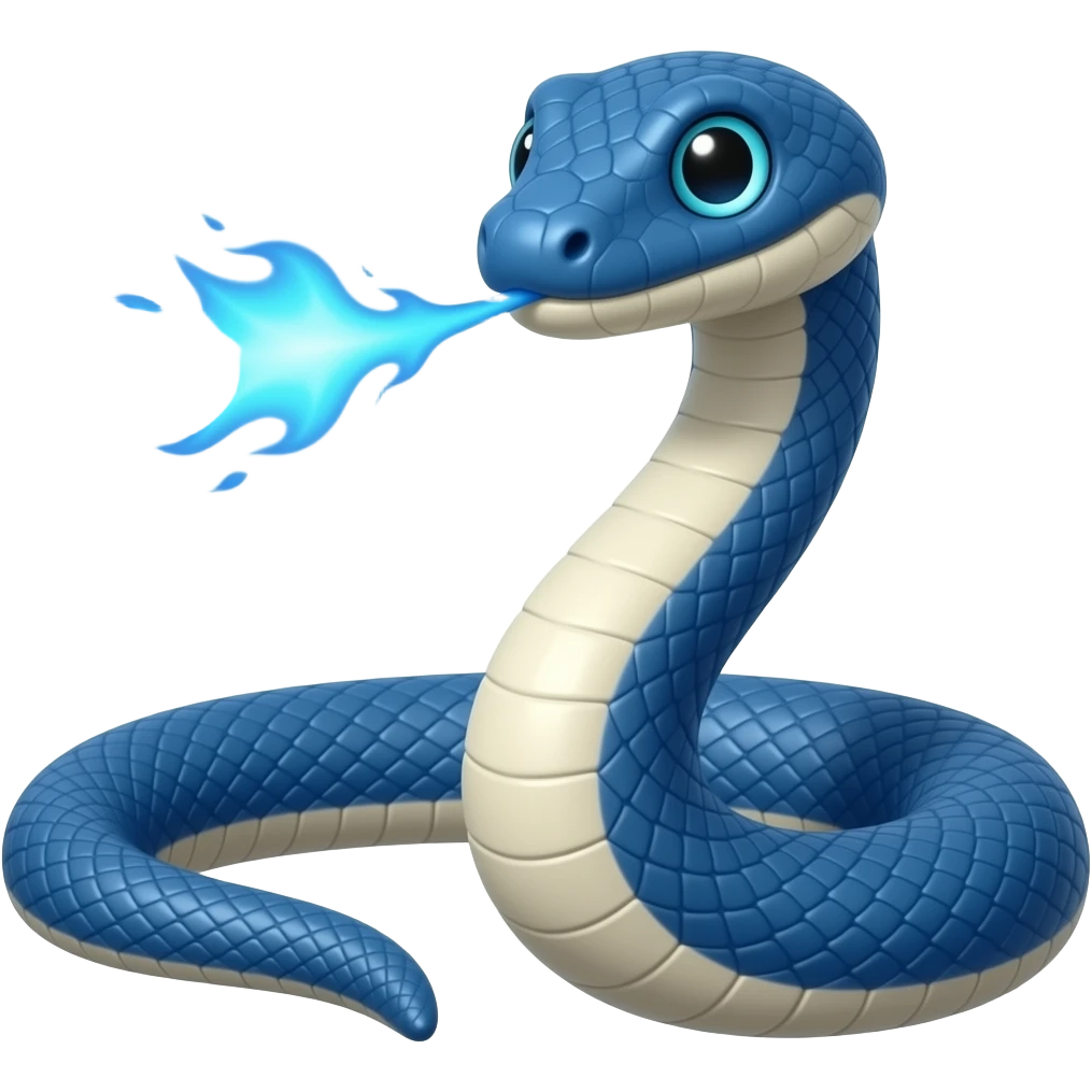 Quiero una serpiente combinado con esto azul y que escupe fuego azul emoji