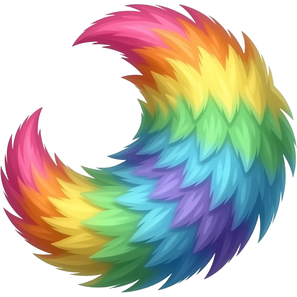 Giant extra fluffy rainbow sparkling wolf tail emoji