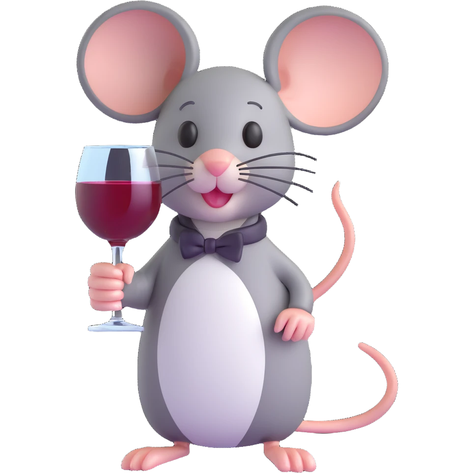 mouse with glass of vine emoji
