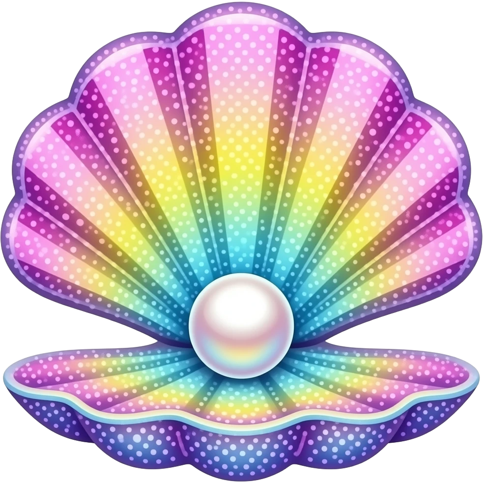 Lisa Frank sparkle open sea shell with pearl emoji