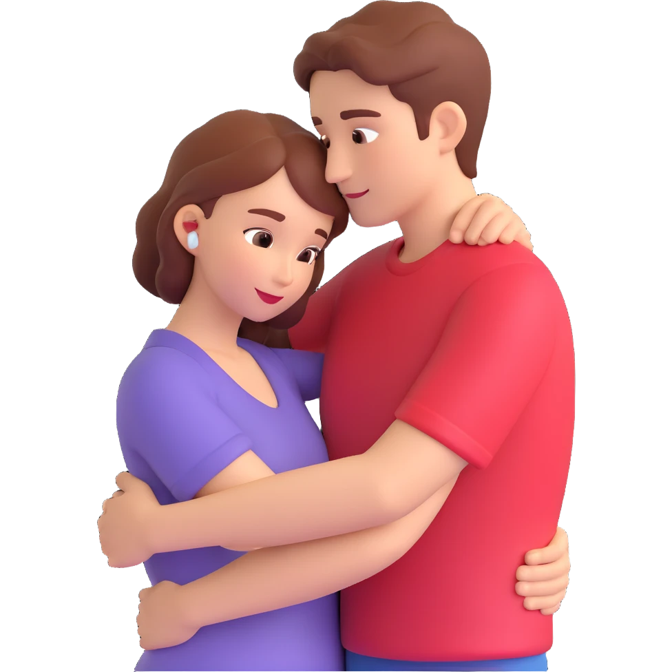A hugging couple of a woman and a man emoji