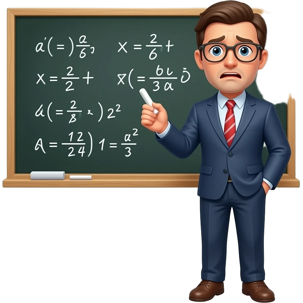 scared teacher teaching with a blackboard in the background, full body emoji