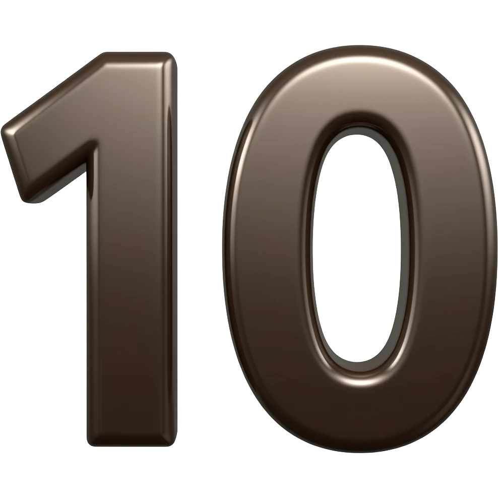Create an emoji of the number 10 in a shiny dark brown tone and make the number very thick emoji