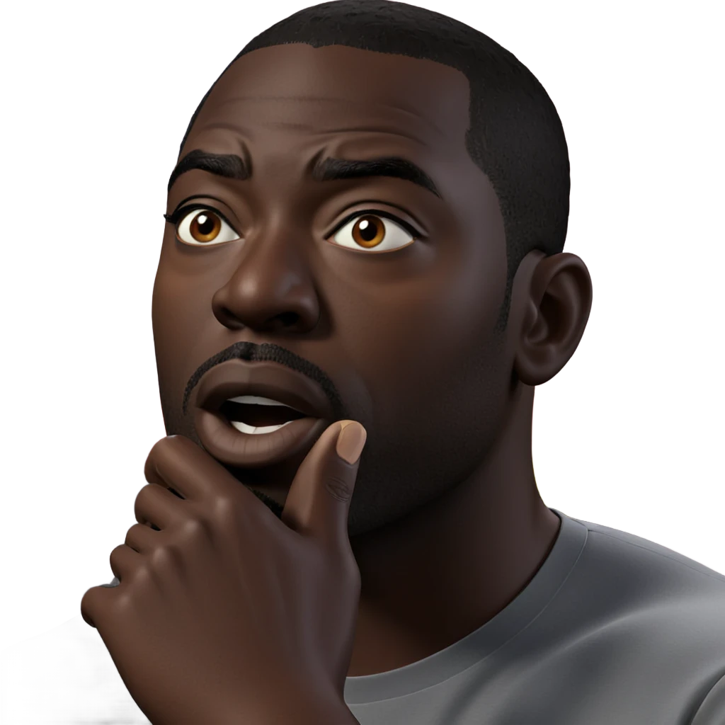 thoughtful dark-skinned male meme emoji