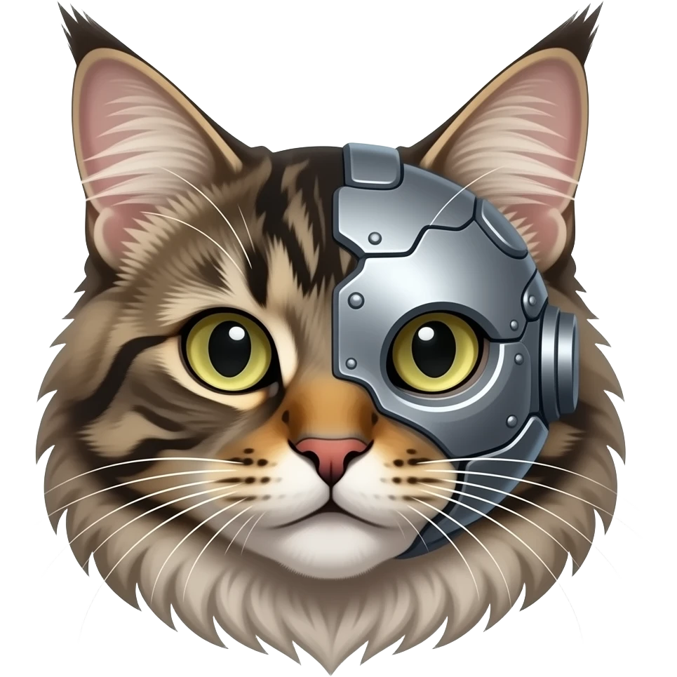 cyborg kitty emoji face maincoon emoji