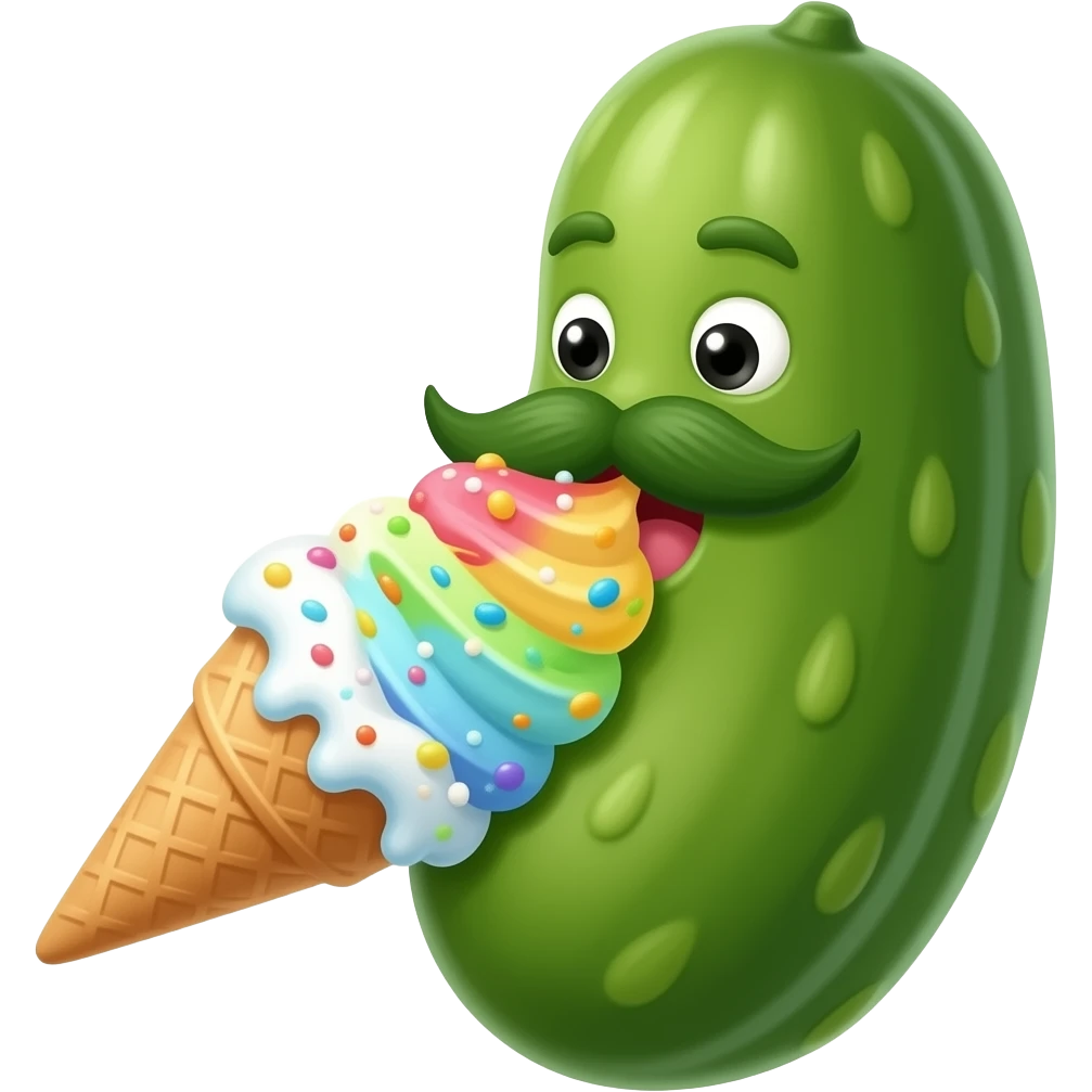 pickle eating a snowcone with a mustace emoji