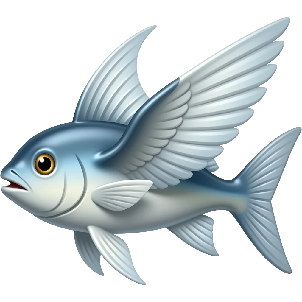 create a flying fish with long fins flyign and wings emoji