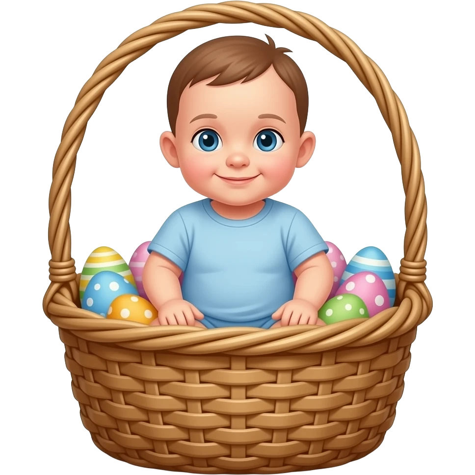 Baby sitting in an Easter basket emoji emoji
