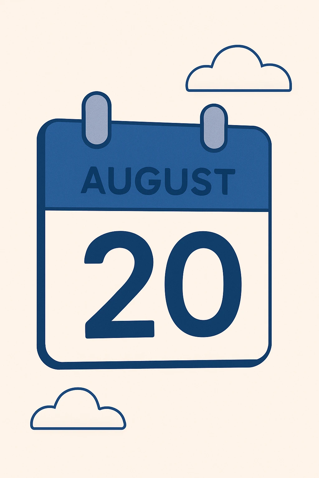 minimalist calendar block, date August 20, clean design emoji