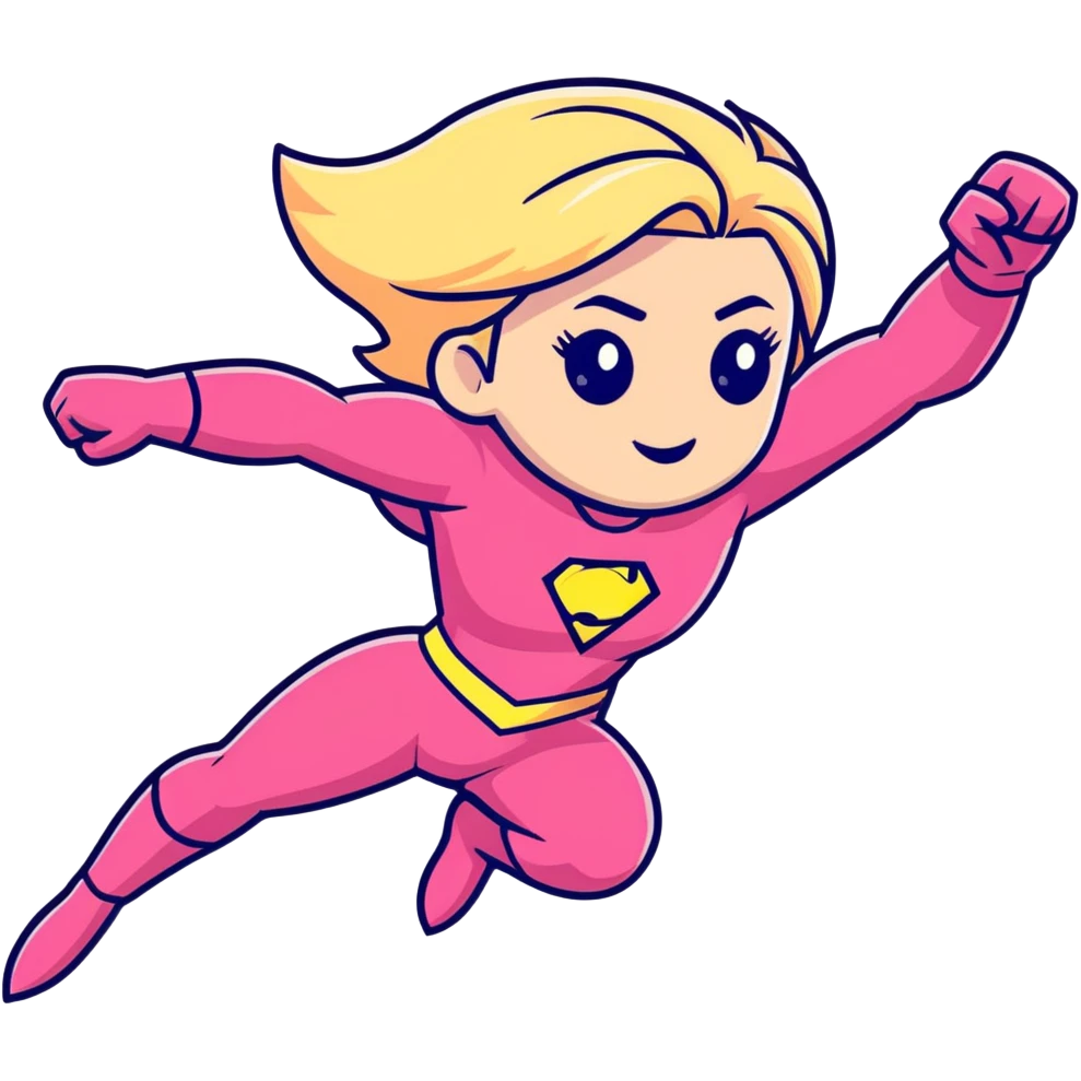 superhero girl with blonde hair and pink outfit flying emoji