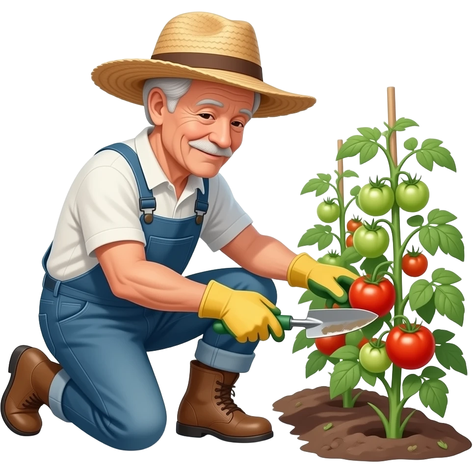 An older person, but not very old, is gardening. emoji