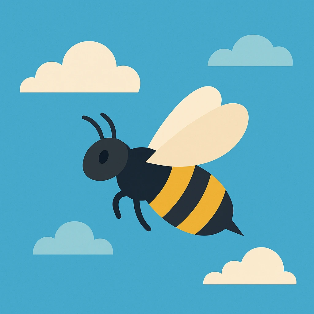 Flat design style bee in the sky emoji