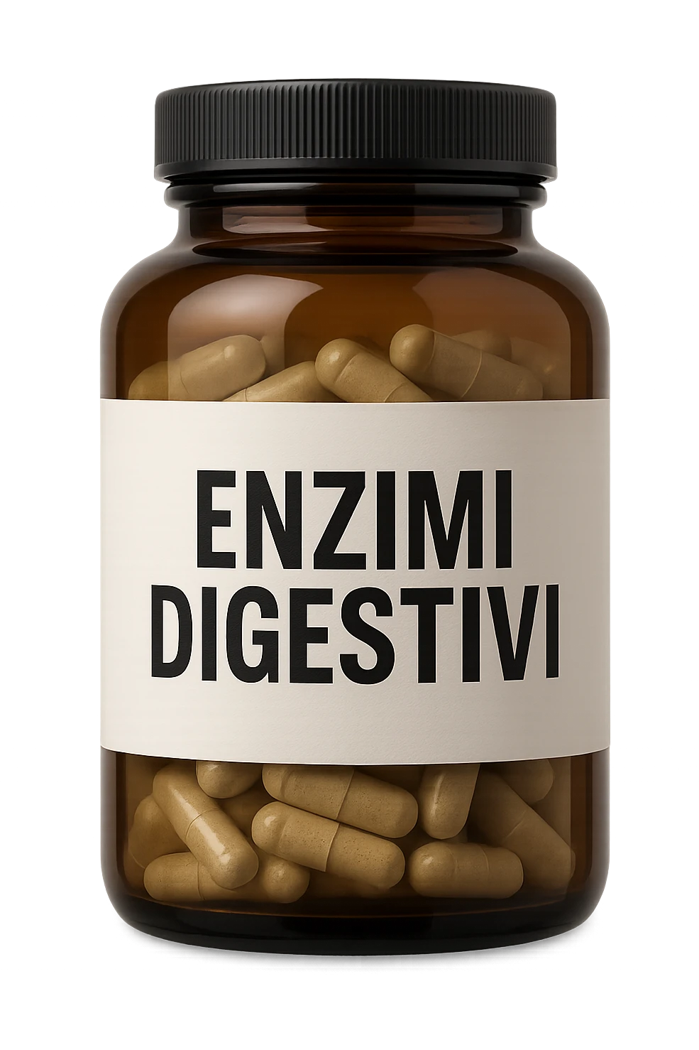 barattolo di integratore con la scritta "ENZIMI DIGESTIVI", iperrealistico 4k emoji