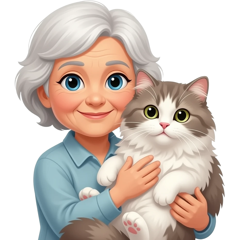 old girl holding big Persian Cat closeup emoji