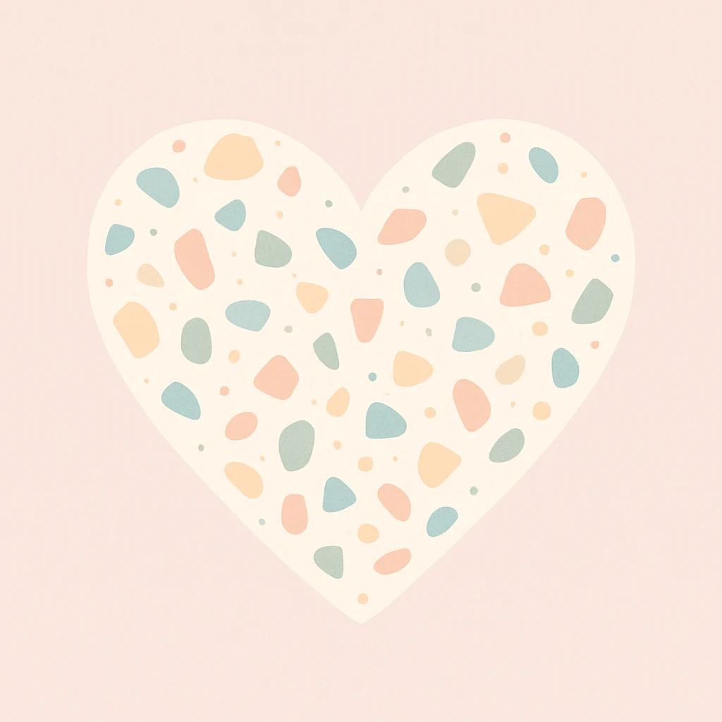 heart with a terrazzo texture, digital illustration, clean style emoji
