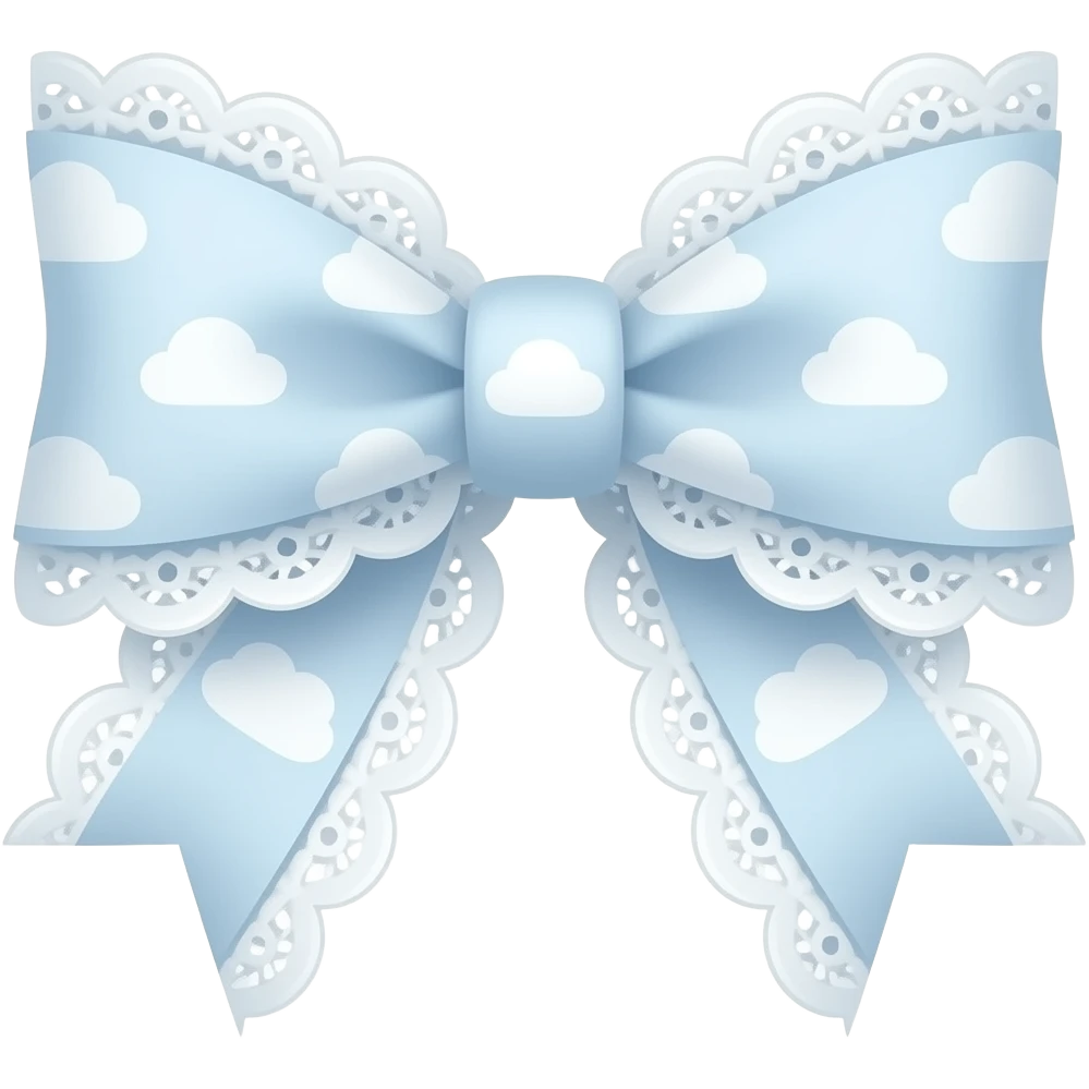 Cute cloudy white bow lace emoji
