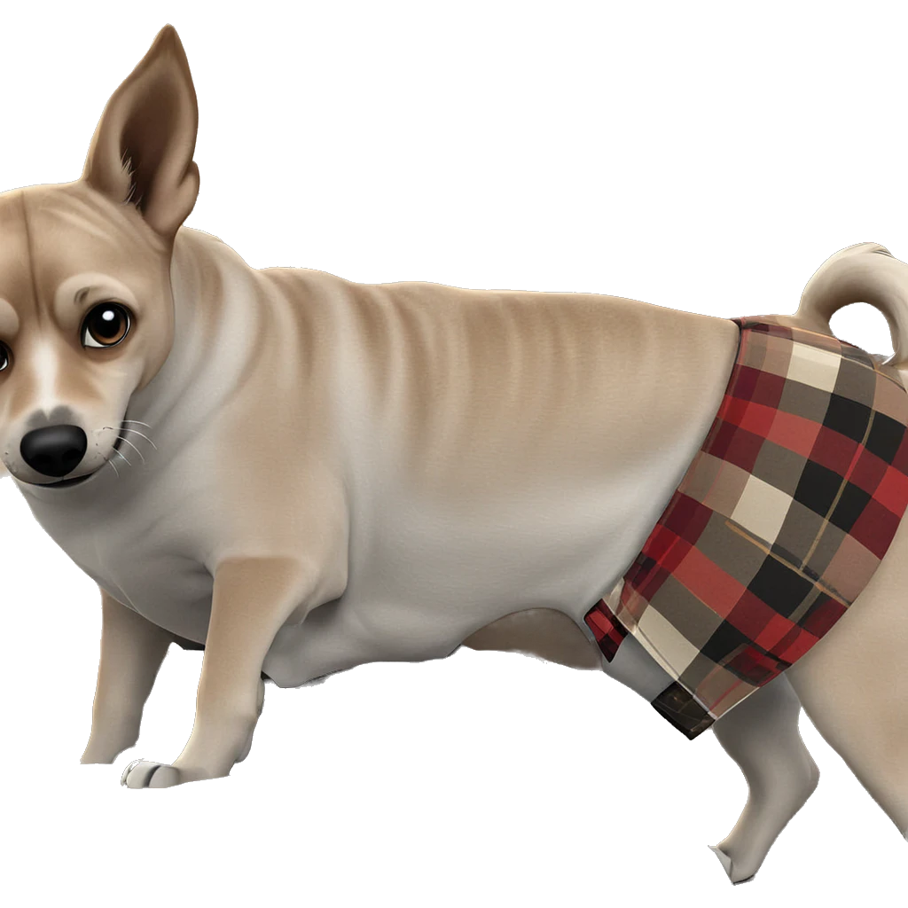 plaid skirt with dog indoors emoji