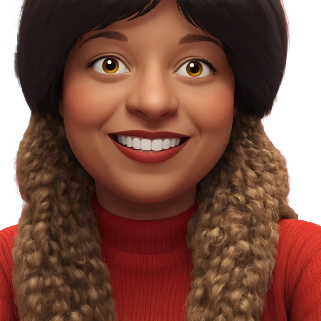 smiling girl in red sweater emoji