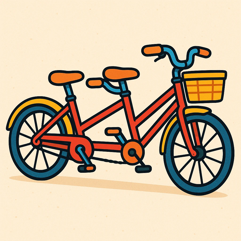 tandem citybike, playful cartoon style emoji