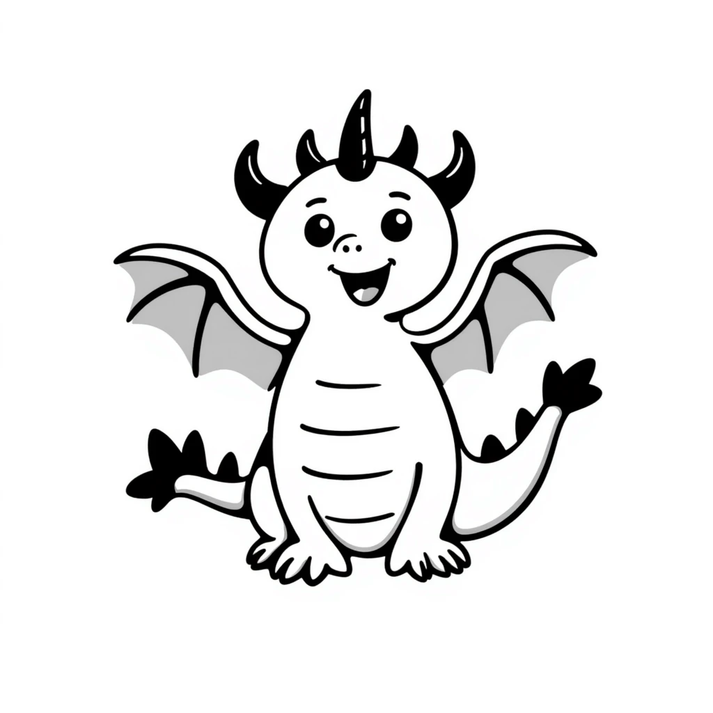 A hand-drawn whimsical dragon with cute face and wings emoji