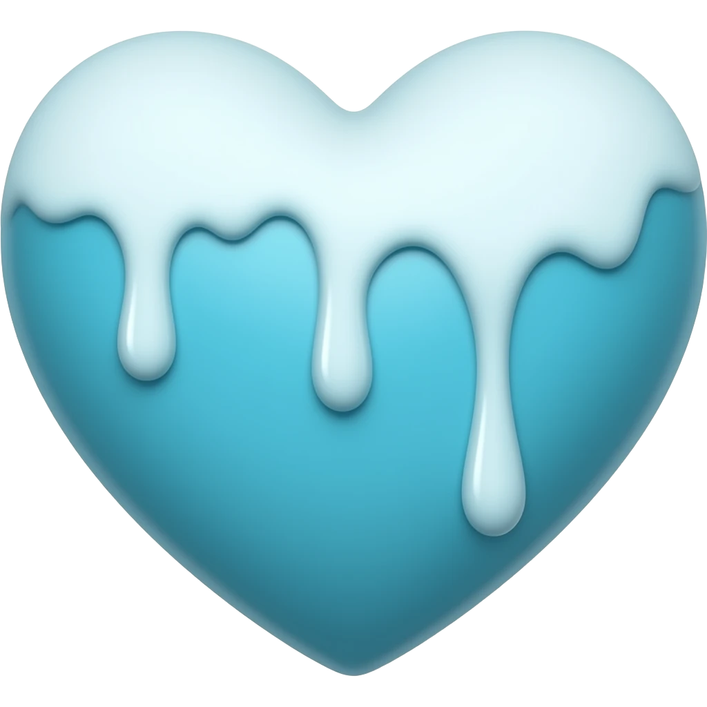 cyan heart with white liquid dripping down emoji