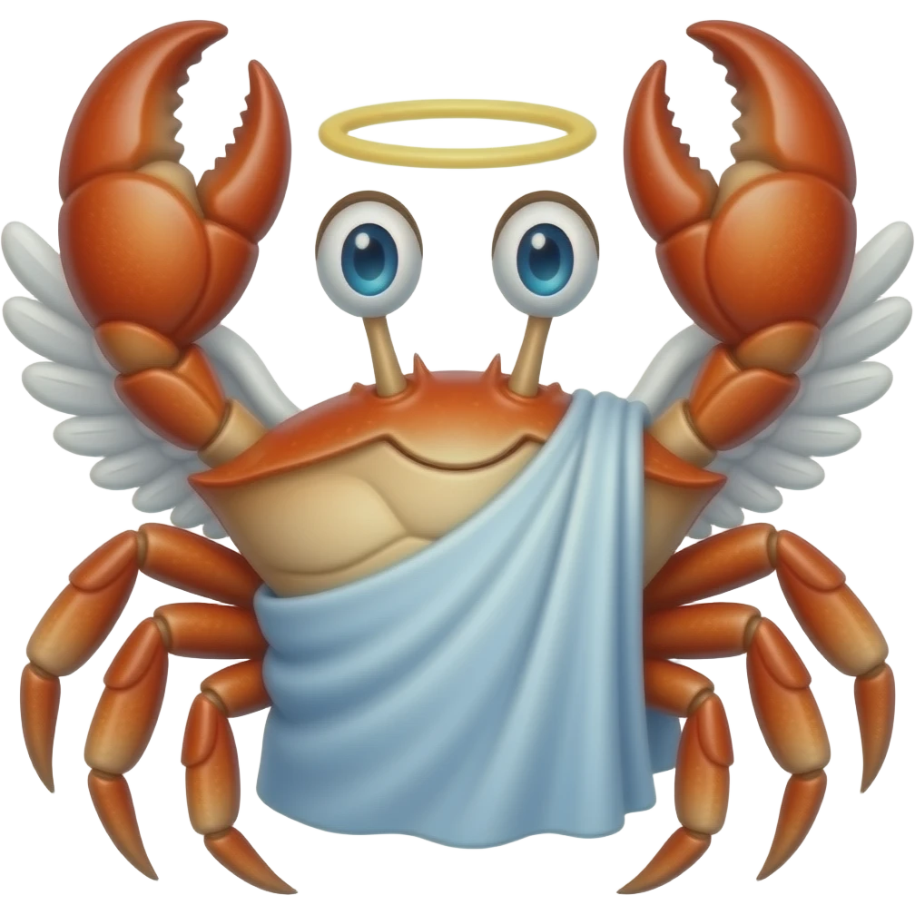 Crab with toga and angel horns and angel wings emoji