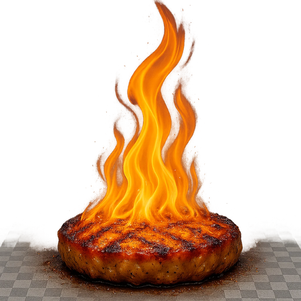fiamma su cibo, metabolismo iperrealistico emoji