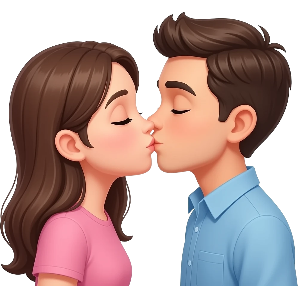 A girl and a boy kissing emoji