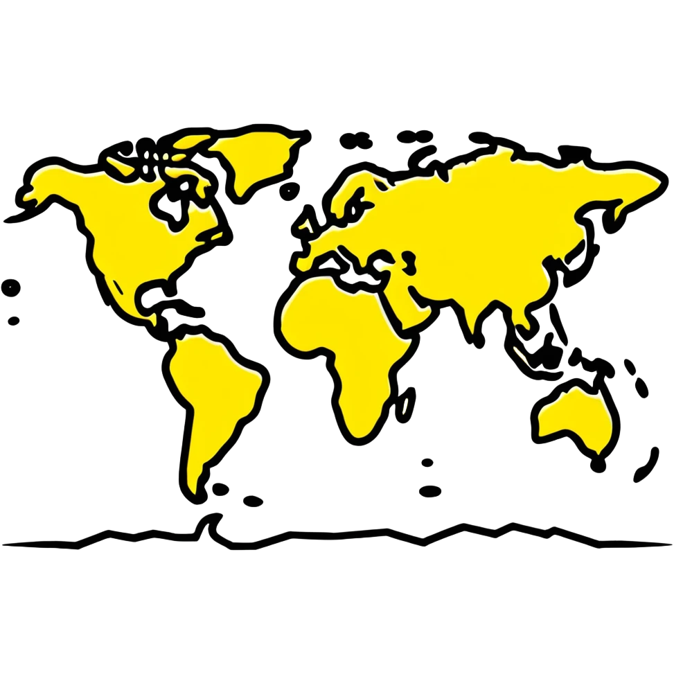 World map in the shape of a lemon emoji
