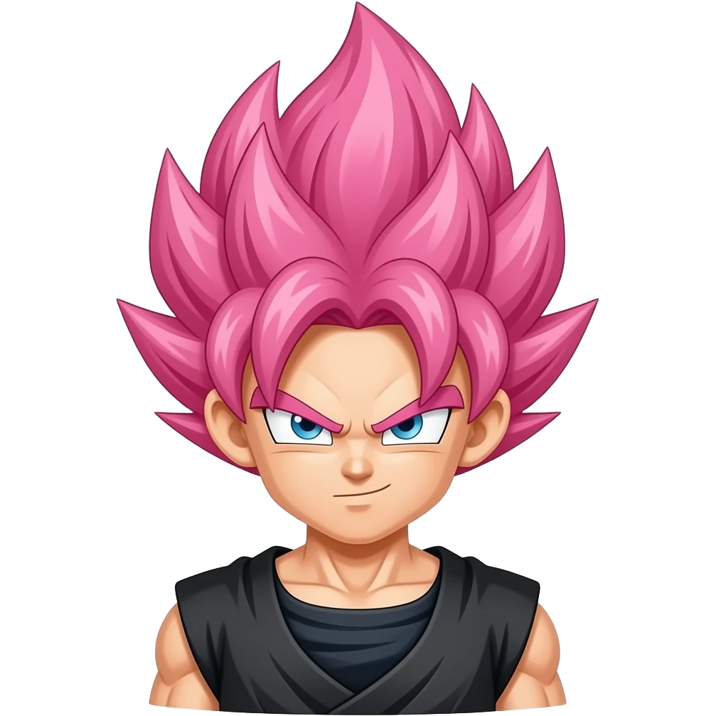 Create an emoji of goku super saiyan  with pink hair and black outfit emoji