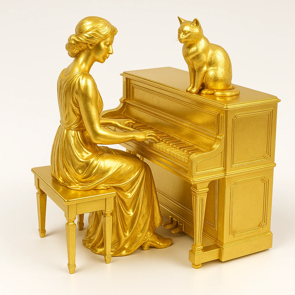woman playing piano while her cat sits on top of the piano emoji
