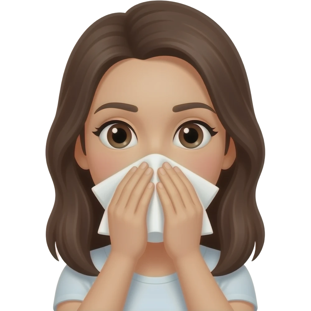 female blowing  nose emoji