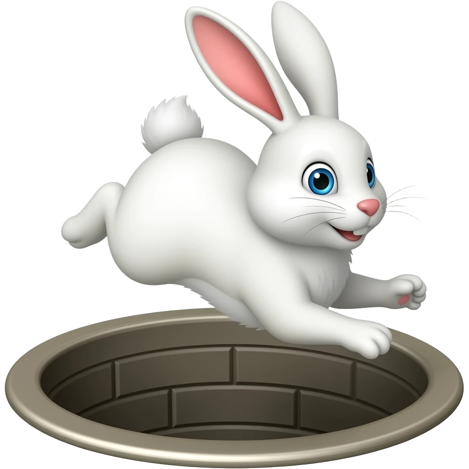White Rabbit falling down the rabbit hole emoji