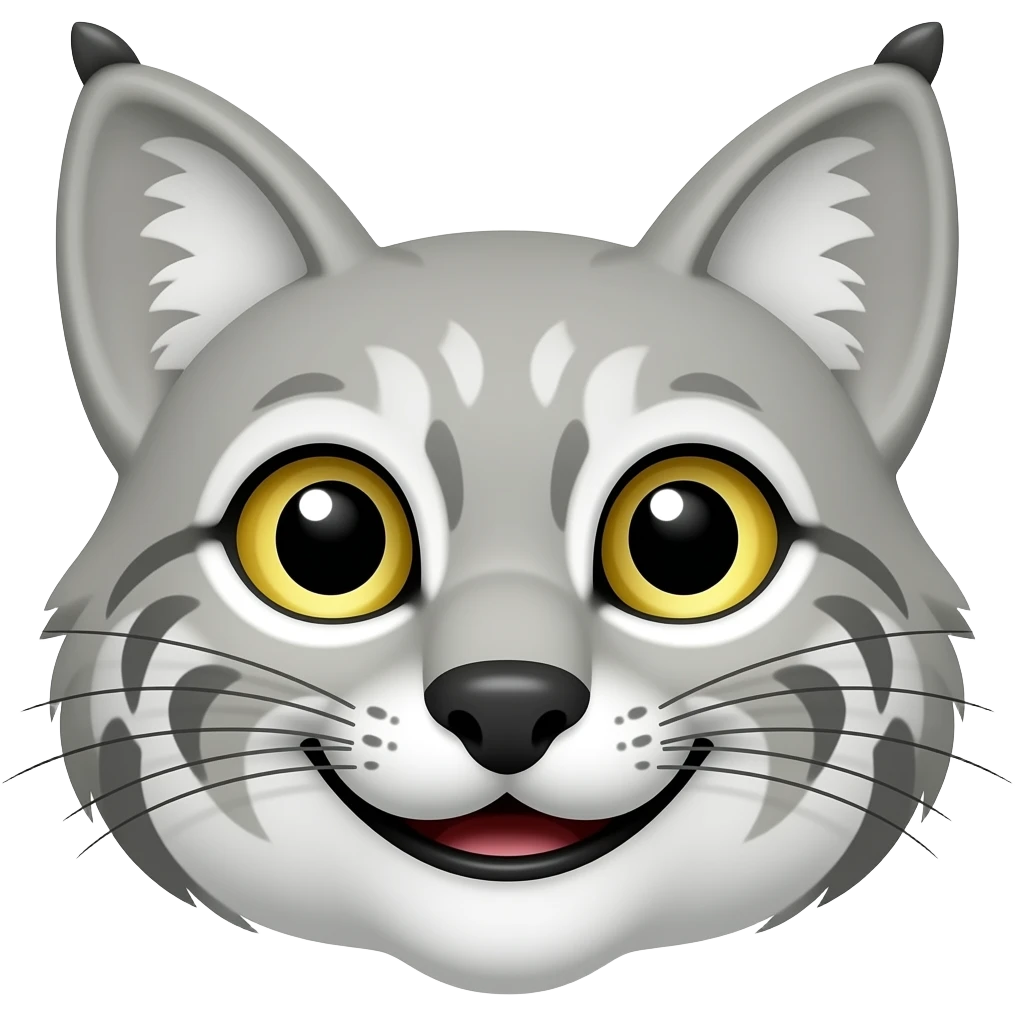 smiling gray lynx face emoji