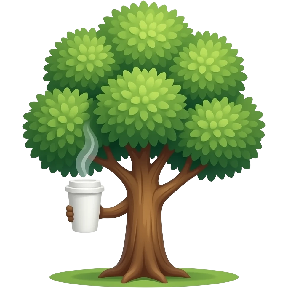a tree drinking coffee emoji