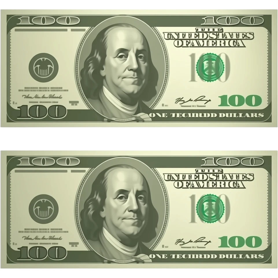 two $100 bills emoji