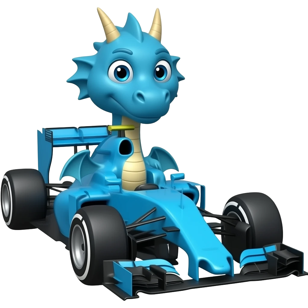 Blue dragon driving formula 1 car emoji