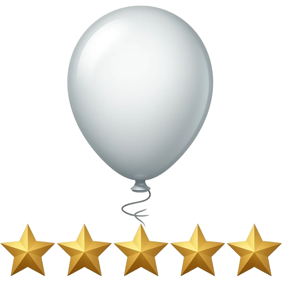 White balloon with 5 stars under the cord emoji