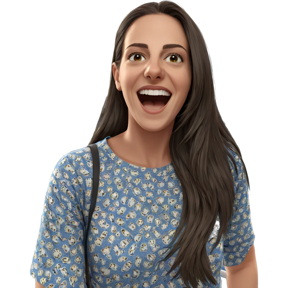 smiling girl under blue sky emoji