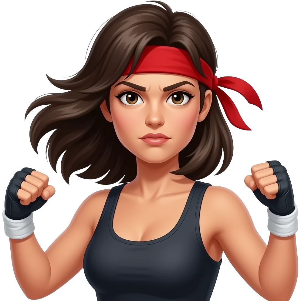 emoji ios femme rambo bandeau rouge autour de la tete qui vole au vent determiné emoji
