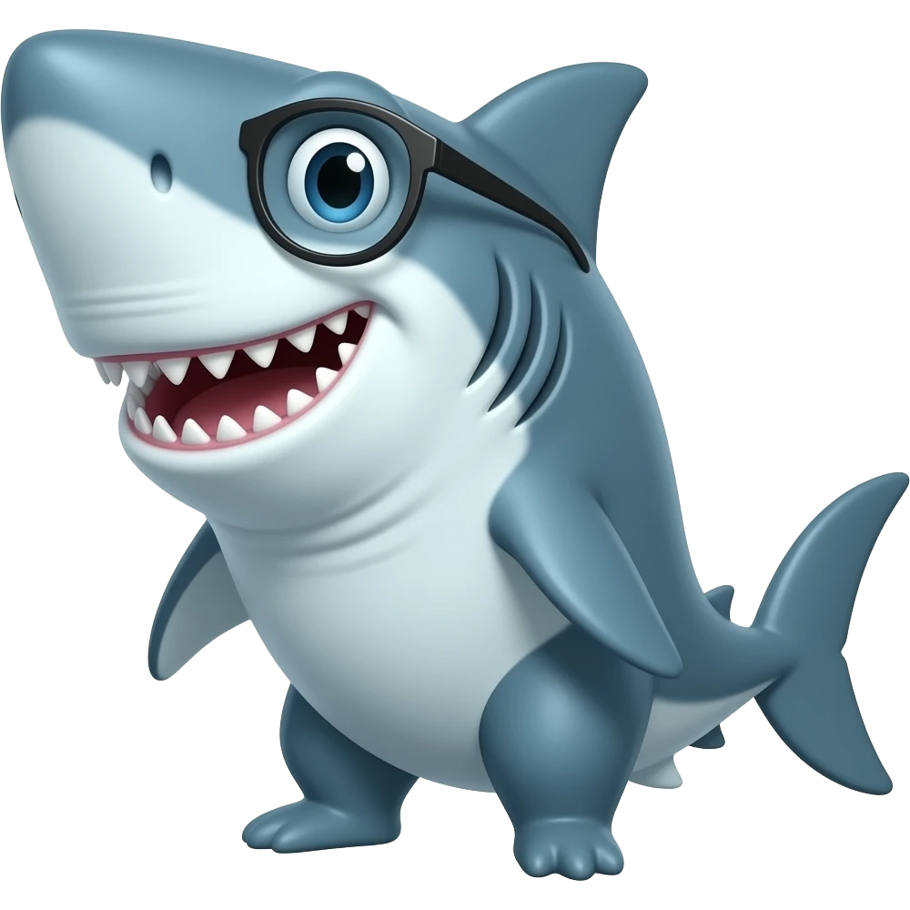 Shark with cool glasses 2d emoji