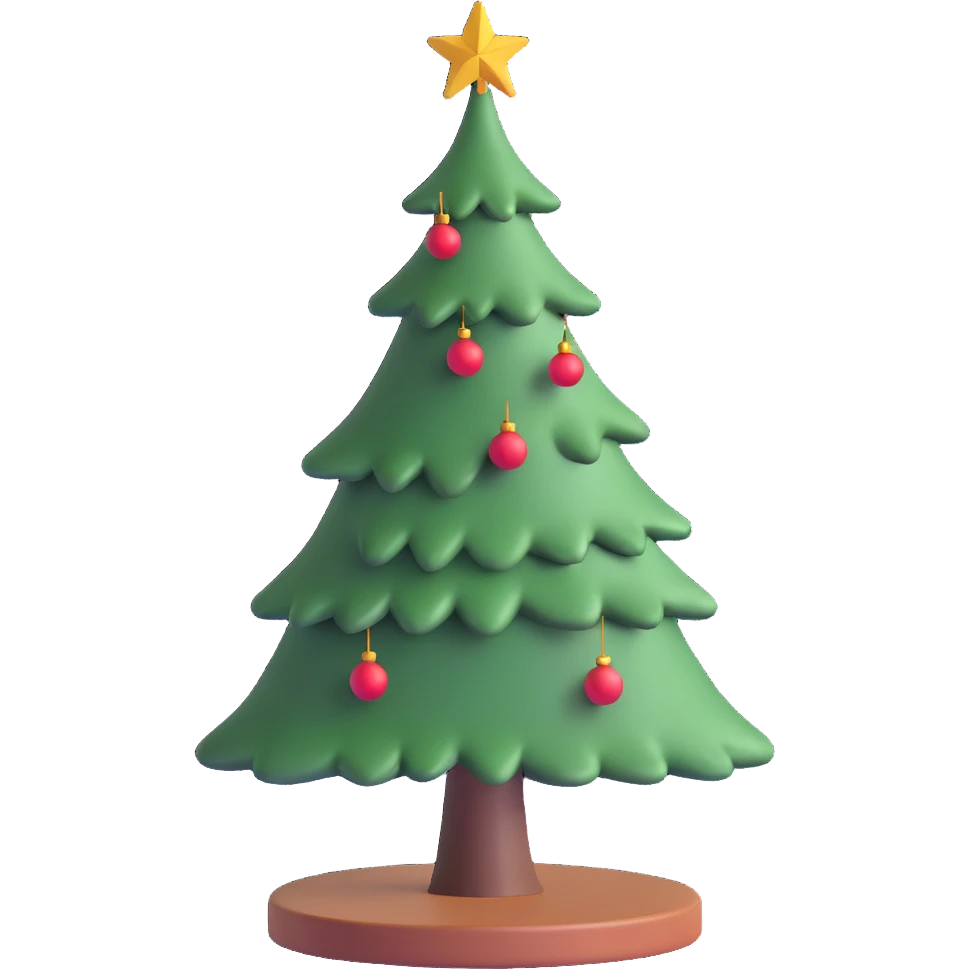 a really bad christmas tree, barely any needles, crooked trunk, sad appearance emoji