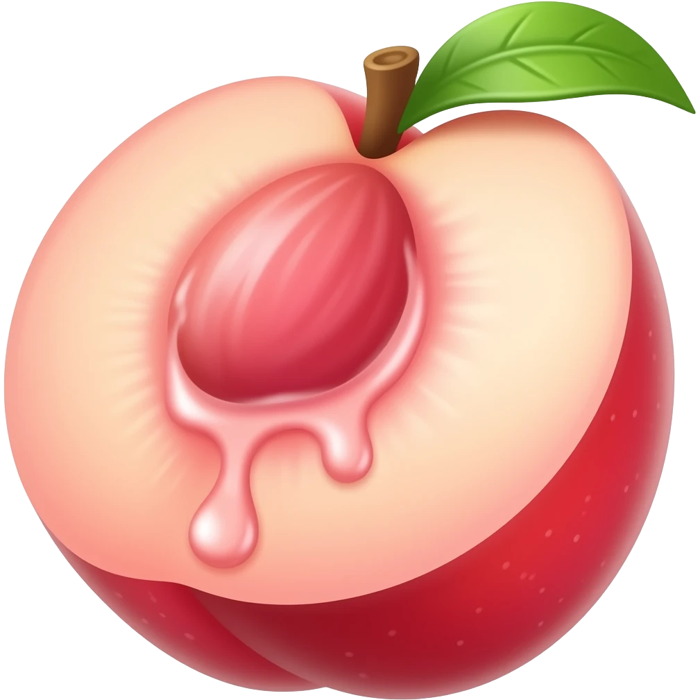 Juice dripping from inside a peach emoji