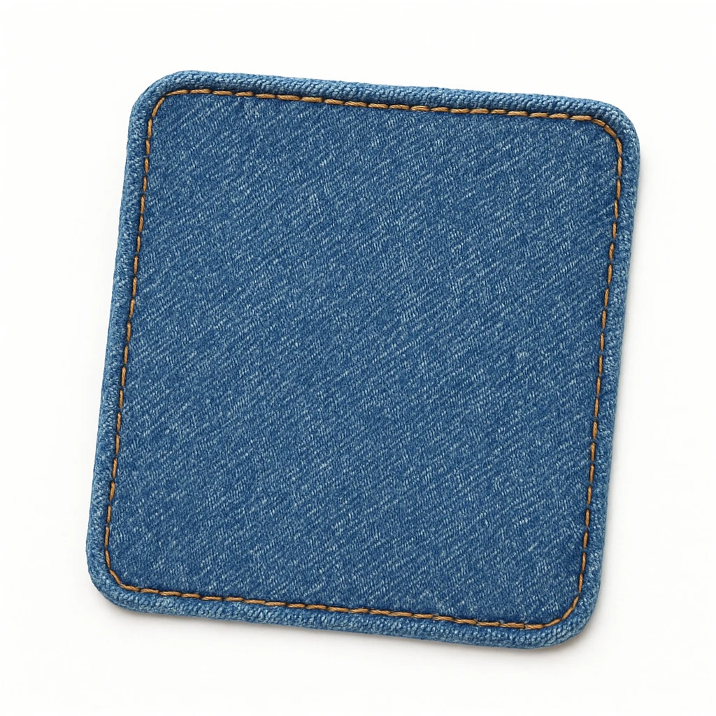 Сгенерируй мне аккуратный, но не квадратный, кусок джинсовой ткани, на чисто белом фоне

 emoji