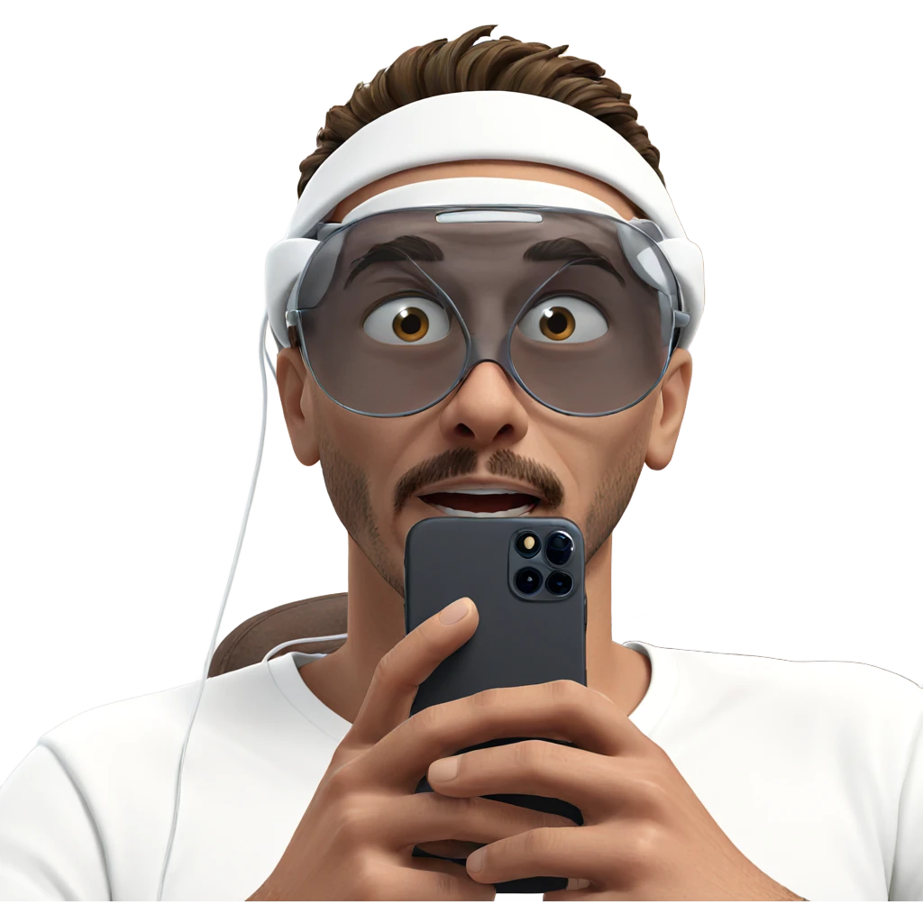 male portrait with phone emoji