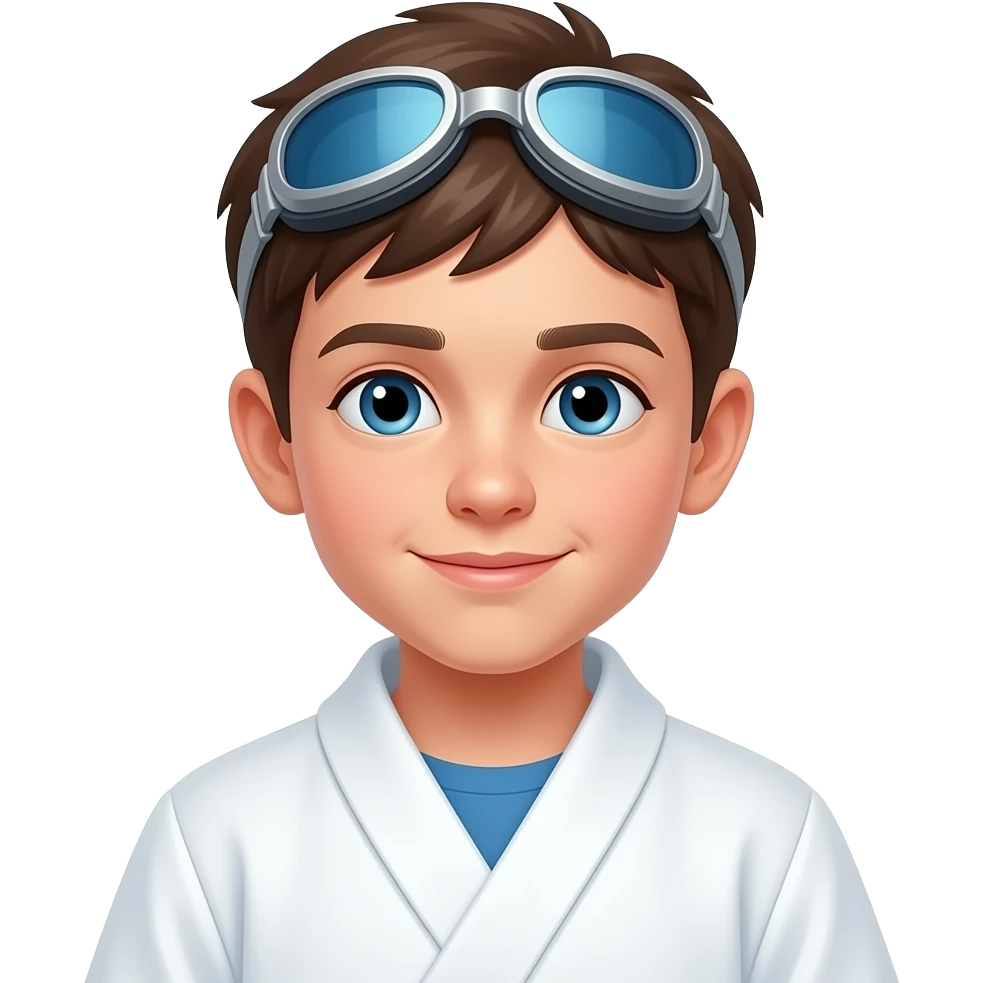 kid boy in goggles and white robe emoji