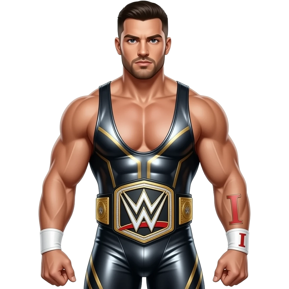 professional wrestler (no reference to WWE can be used) and include a roman numeral 1 in the bottom right hand that is 1/3 the size of the emoji emoji