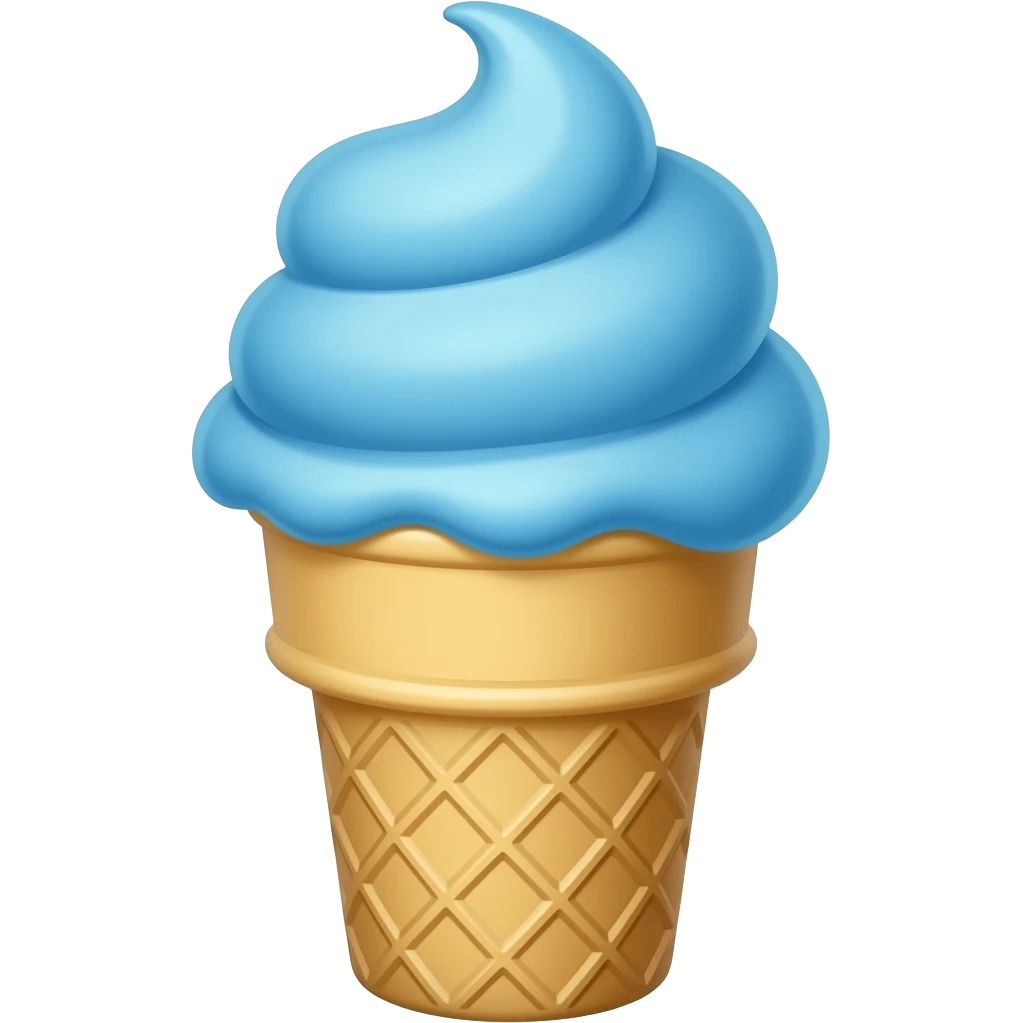 same blue icecream with cone on a  white background emoji